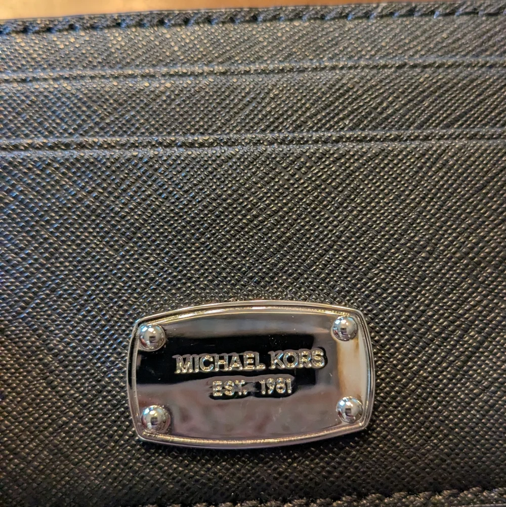 Michael Kors Black Leather Jet Set Card Case